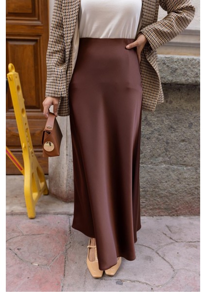 Lüks Saten Kumaş Beli Lastikli Etek Satin Skirt fiyatları