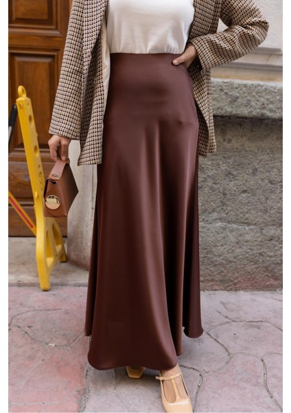 Lüks Saten Kumaş Beli Lastikli Etek Satin Skirt modelleri