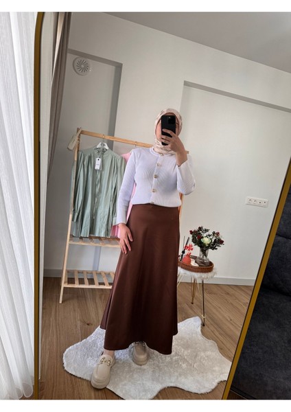 Kadın Saten Etek Kahve fiyatları