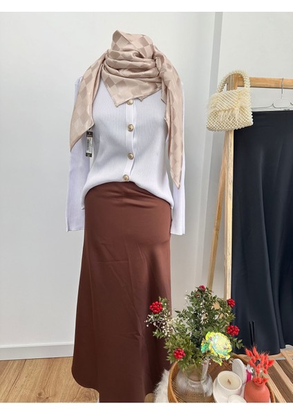 Kadın Saten Etek Kahve fırsatları