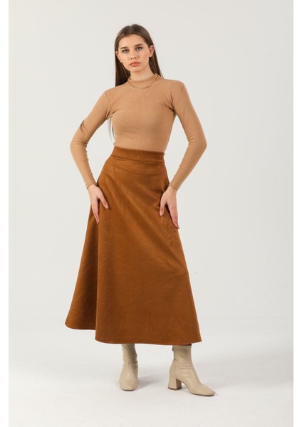 Kadın Taba Yüksek Bel Süet Mevlana Etek fiyatları