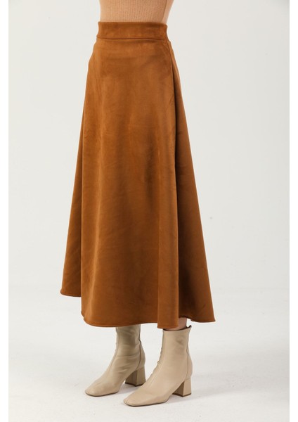 Kadın Taba Yüksek Bel Süet Mevlana Etek