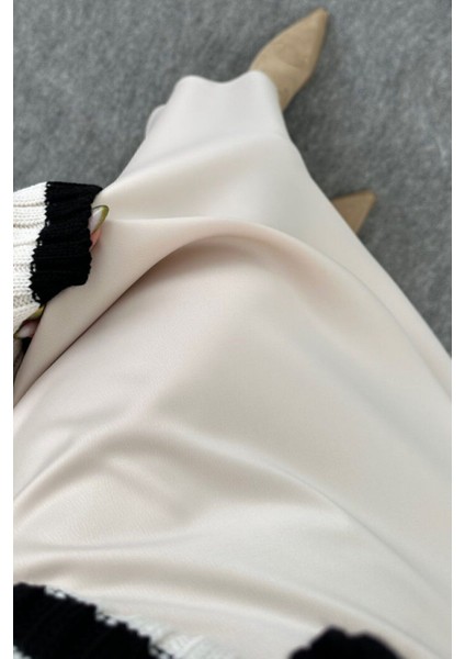 Şık Saten Kumaş Beli Lastikli Uzun Çan Etek modelleri