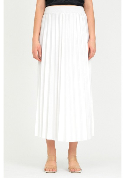 Kadın Bayaz Beli Lastikli Piliseli Etek modelleri