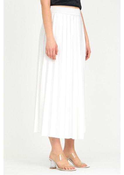 Kadın Bayaz Beli Lastikli Piliseli Etek fırsatları