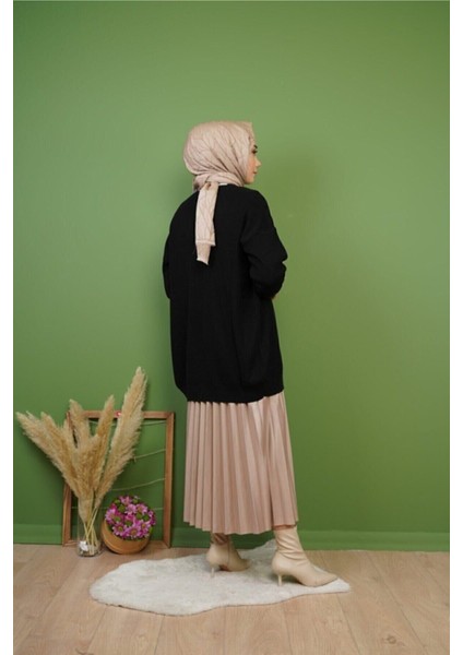 Deri Piliseli Etek Sütlü Kahve Renk Yeni Sezon modelleri