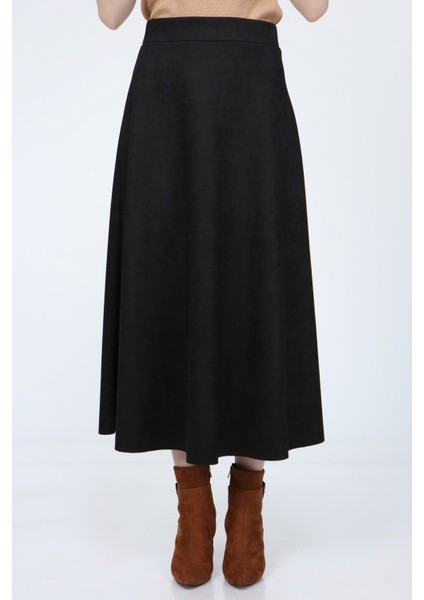 Kadın Siyah Yüksek Bel Düz Mevlana Etek fırsatları