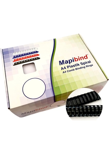 38MM Siyah Plastik Spiral, 50 Adet E-Tabanlı Paket