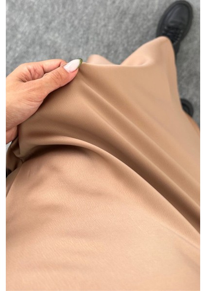 Şık Saten Kumaş Beli Lastikli Uzun Çan Etek modelleri
