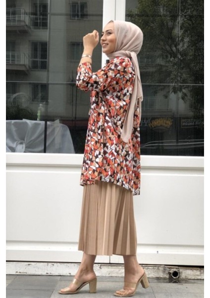 Kadın Bej Beli Lastikli Pliseli Etek fiyatları