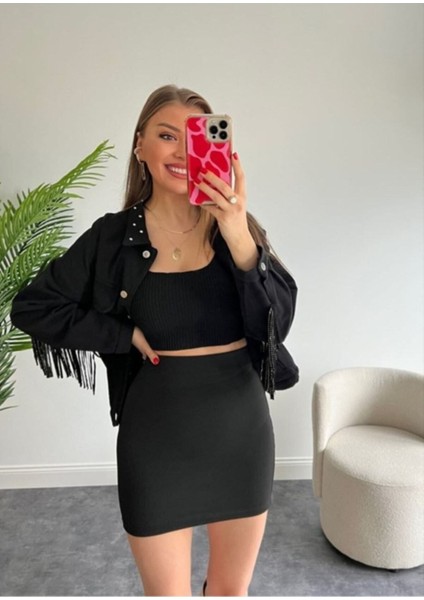 Suhis Siyah Dar Mini Etek modelleri