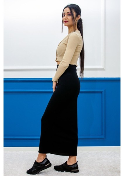 Kadın Siyah Dalgıç Kumaş Dar Etek fiyatları