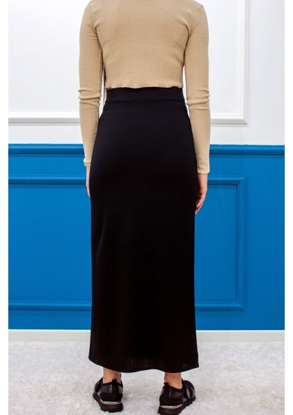 Kadın Siyah Dalgıç Kumaş Dar Etek modelleri