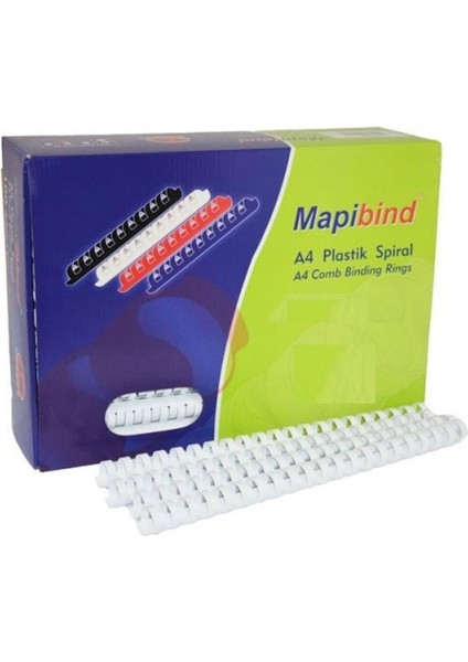 Beyaz Spiral Plastik 235-280 Sayfa Kapasiteli 28 Mm, 50'li Paket