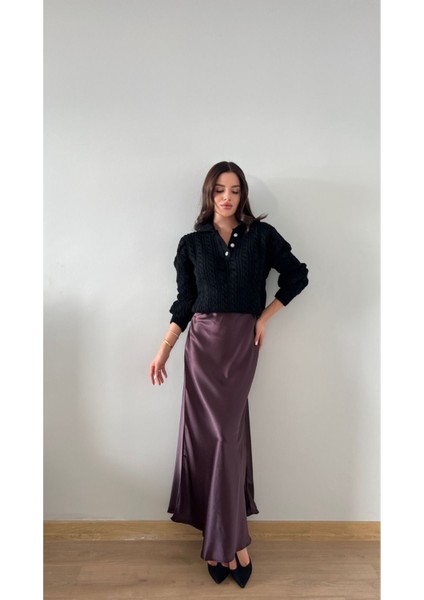 Kadın Saten Etek Maxi Boy