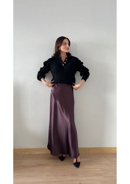 Kadın Saten Etek Maxi Boy modelleri