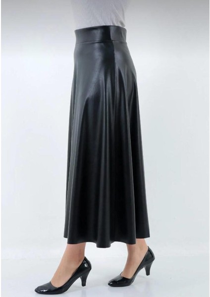 Şık Kadın Suni Deri Etek Boy 95 cm A Line - 0021 fiyatları