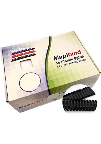 50MM Siyah Plastik Spiral, 50 Adet, Dayanıklı ve Şık Kapsül Tasarımı