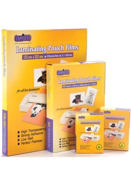 230X303 mm Polyester Laminasyon Filmi, 100 Lü Paket fiyatları