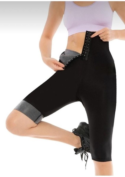 Sauna Termal Şort Iki Beden Incelten Vücut Şekillendirici Yağ Yakmaya Yardımcı Sauna Agraflı Şort