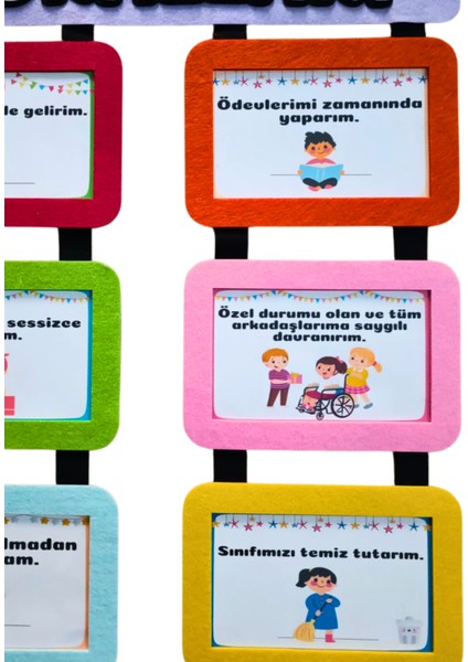 Keçe Sınıf Kuralları Panosu Lila indirimleri