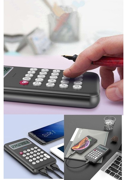 8000MAH Powerbank ve Hesap Makinesi Çok Fonksiyonlu Taşınabilir Cihaz