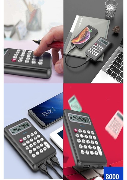 8000MAH Powerbank ve Hesap Makinesi Çok Fonksiyonlu Taşınabilir Cihaz indirimleri
