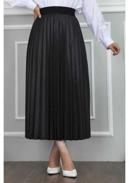 Deri Görünümlü Pr Şevval Piliseli Etek - Siyah fiyatları