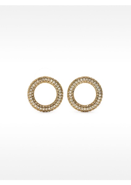 Zirkon Taşlı Yuvarlak Küpe