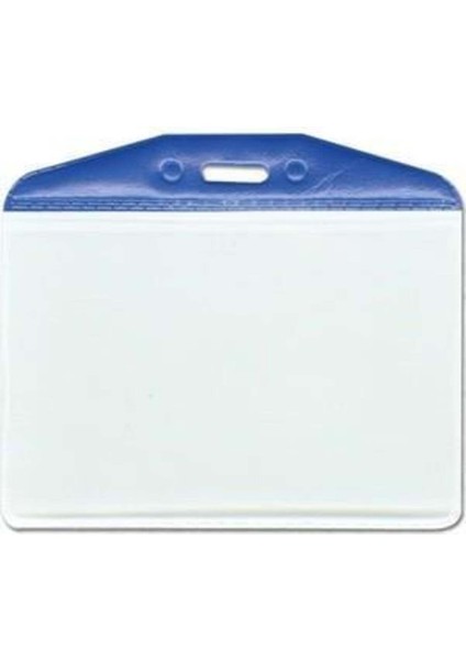 Şeffaf Kare Pvc Kart Poşeti, Mavi Şeritli, 54X86 Mm, 100 Adet