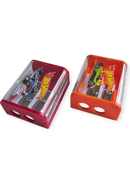 Hot Wheels Lisanslı Kalemtraş Seti, 2'li, Kırmızı ve Turuncu
