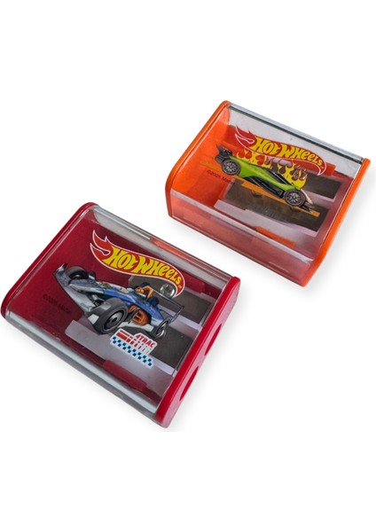 Hot Wheels Lisanslı Kalemtraş Seti, 2'li, Kırmızı ve Turuncu modelleri