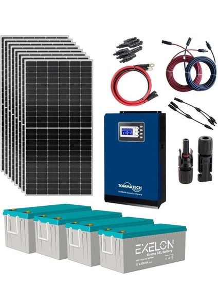 Güneş Enerjisi Solar Paketi 3 kva Inverter 455 Watt Güneş Paneli 200 Amper Jel Akü