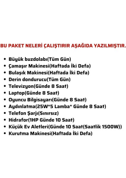 Güneş Enerjisi Solar Paketi 7.2 kva Inverter 455 Watt Güneş Paneli 48V 50 Amper Lityum Akü fırsatları
