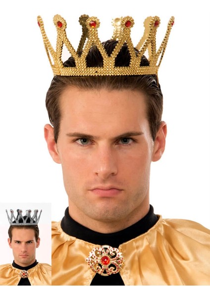 Altın Renk Çocuk ve Yetişkin Uyumlu Kral Tacı