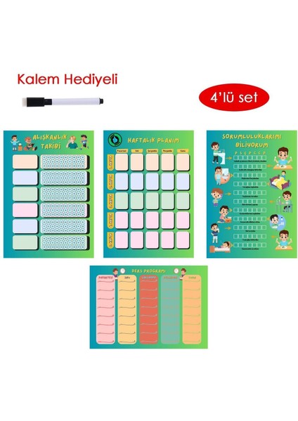 Çocuklar Için Eğlenceli Planlayıcı Seti: Alışkanlık, Haftalık ve Sorumluluk Takibi