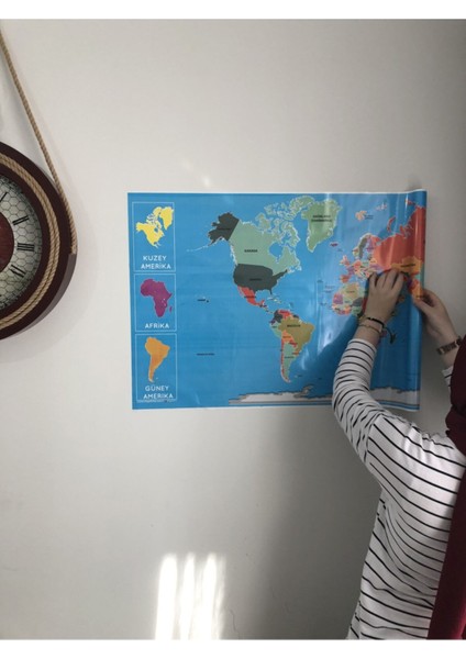 Çocuklar Için Eğitici Türkiye ve Dünya Haritası Seti 118X56 Cm, Duvar Dekoru indirimleri