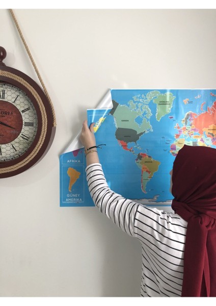 Çocuklar Için Eğitici Türkiye ve Dünya Haritası Seti 118X56 Cm, Duvar Dekoru