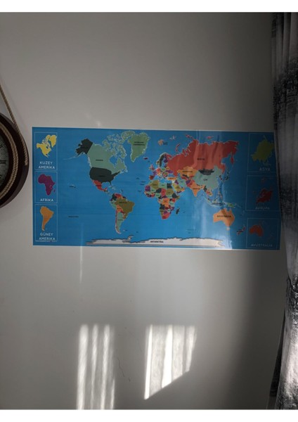 Çocuklar Için Eğitici Türkiye ve Dünya Haritası Seti 118X56 Cm, Duvar Dekoru