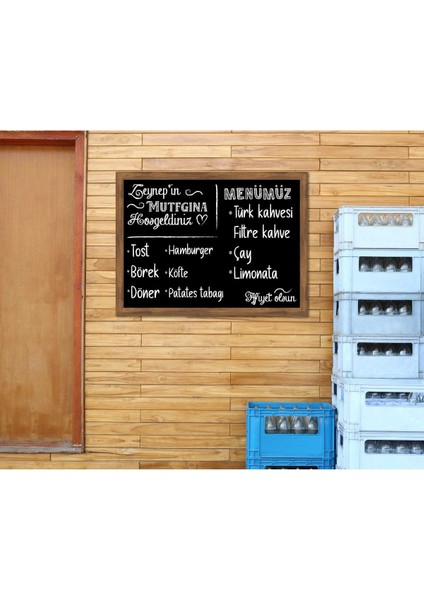 60X90 Tebeşirli Çerçevesiz Siyah Kara Tahta, Menü ve Yazı Için Ideal