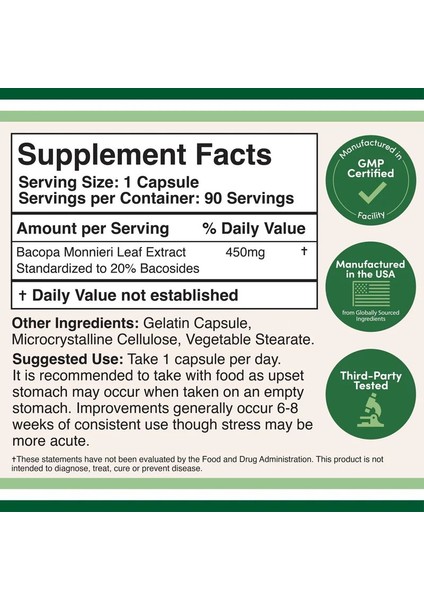 Bacopa Extract 450 mg 90 Kapsül fiyatları