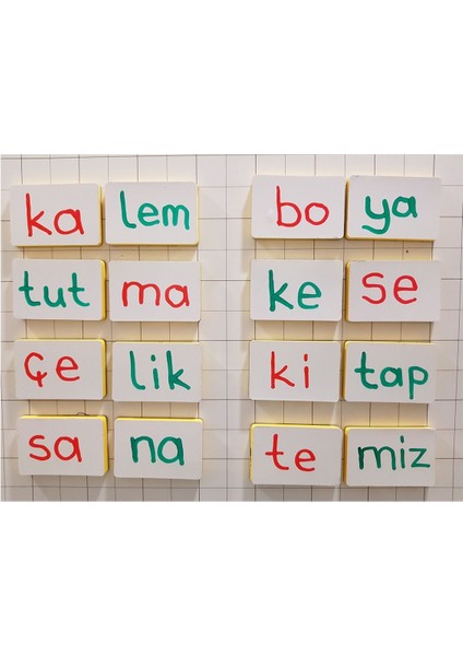 Turkuaz Mıknatıslı Yaz ve Sil Hece ile Harf Blokları Eğitici Oyun Seti
