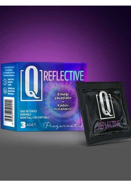 Q Reflective 3&apos;lü Kremli Tırtıklı Prezervatif
