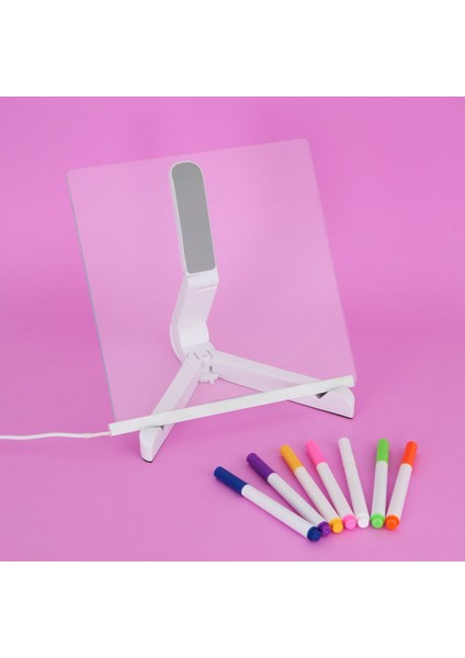 20X20 cm Renkli LED Neon Işıklı Şeffaf Yazı Tahtası Seti, Eğlenceli ve Şık Dekorasyon! modelleri