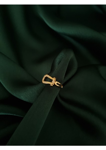 At Nalı Tasarım Gold Renk Ayarlanabilir Paslanmaz Çelik Yüzük