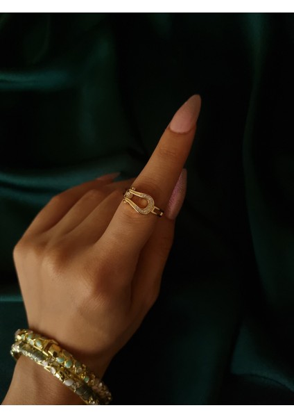 At Nalı Tasarım Gold Renk Ayarlanabilir Paslanmaz Çelik Yüzük fiyatları