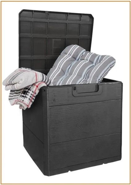 120 Litre Bahçe Depolama Sandığı Balkon Saklama Dolabı Kapaklı Plastik Sandık 50X45X50CM Antrasit