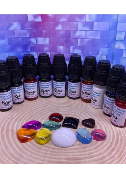 Epoksi Şeffaf Transparan Pigment Seti 10 Renk 100 ml Hobi Kullanımı İçin