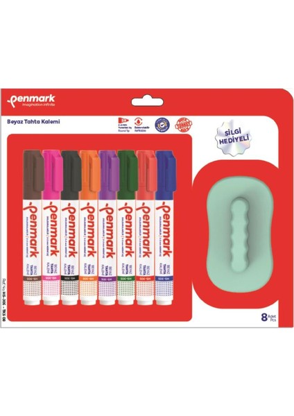 Renkli Tahta Kalemleri 8'li Set, Silgi Ile, Vakumlu Paket