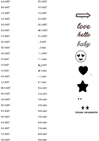 Siyah Yedek Harf Seti Emojili ve Noktalı Mesaj Panosu Için fiyatları